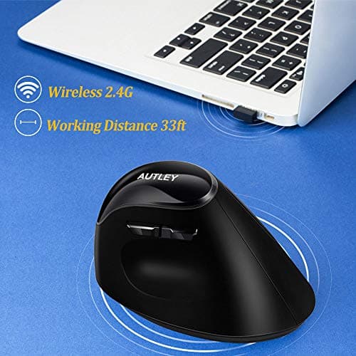 AUTLEY Ergonomic Mouse, 2.4G Wireless Vertical Mouse Optical Wireless Mouse with 800/1200/1600 DPI, for Laptop, PC, Computer, MacBook, Black image
