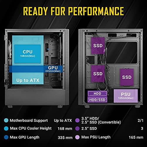 Antec NX410 ATX Mid Tower Black with Tempered Glass Side Panel and USB 3.2 Gen 1 Type-A, USB 2.0 Type-A image