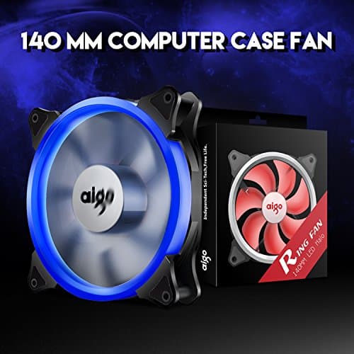 Aigo Halo LED Ring Fan 140mm 14cm Case Fan Silent Sleeve Bearing PC CPU Cooling Neon Quite Clear Case Fan Mod 4 Pin/3 Pin for Computer Cases CPU Coolers and Radiators (140mm, White) image