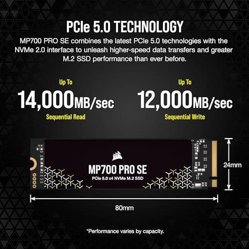 Corsair MP700 PRO SE 4TB M.2-2280 SSD PCIe 5.0 X4 NVMe image