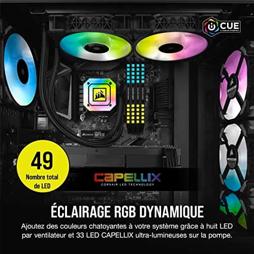 Corsair iCUE H100i ELITE CAPELLIX Water 75 CFM 240mm Black image