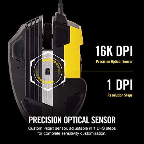 CORSAIR Scimitar Pro RGB - MMO Gaming Mouse - 16,000 DPI Optical Sensor - 12 Programmable Side Buttons - Yellow image