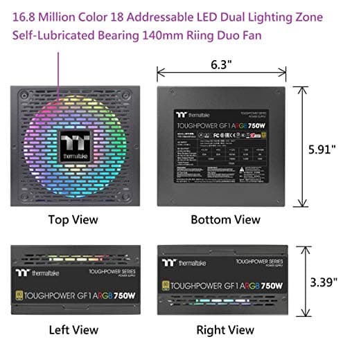 Thermaltake Toughpower GF1 ARGB 750W Fully Modular 80+ Gold Certified image