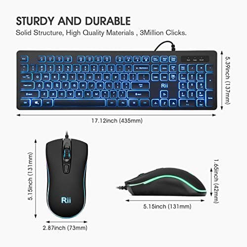Rii RK105 RGB Wired Gaming Keyboard With Optical Mouse image