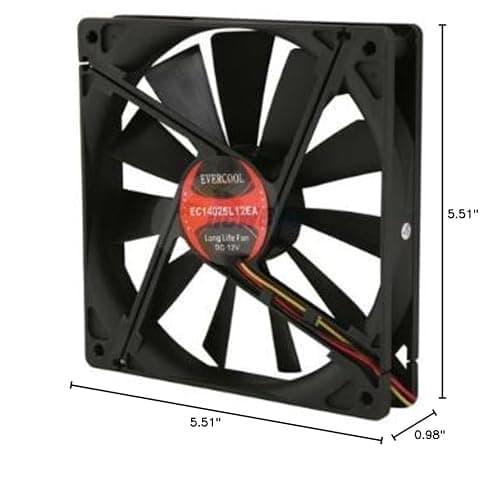 Evercool FAN-EC1425L12EA 140mm Black 68.23 CFM 1-Pack image