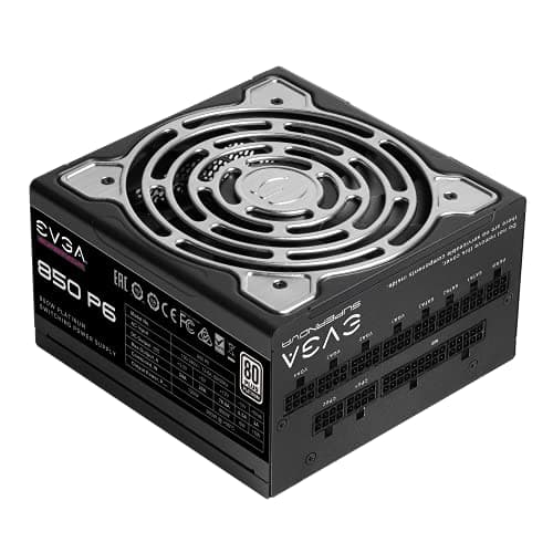 EVGA SuperNOVA 850 P6, 80 Plus Platinum 850W, Fully Modular, Eco Mode with FDB Fan, 10 Year Warranty, Includes Power ON Self Tester, Compact 140mm Size, Power Supply 220-P6-0850-X1 image