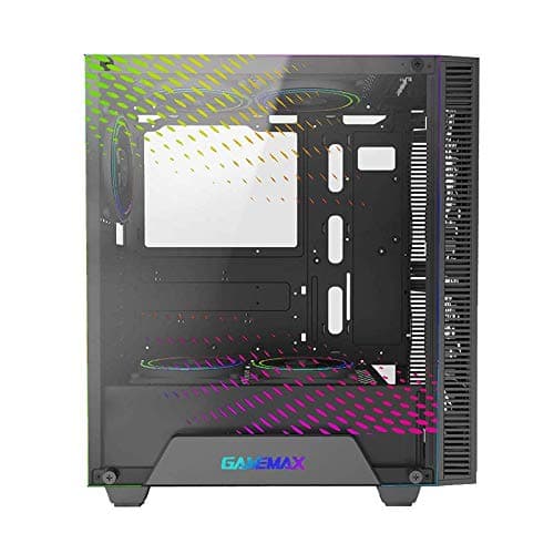 Gamemax Black Hole Black USB3.0 Tempered Glass ATX Mid Tower Gaming Computer Case w/2 x 200mm ARGB Ring Fan x Front and 1 x 120mm ARGB Ring Fan x Rear (Pre-Installed) image