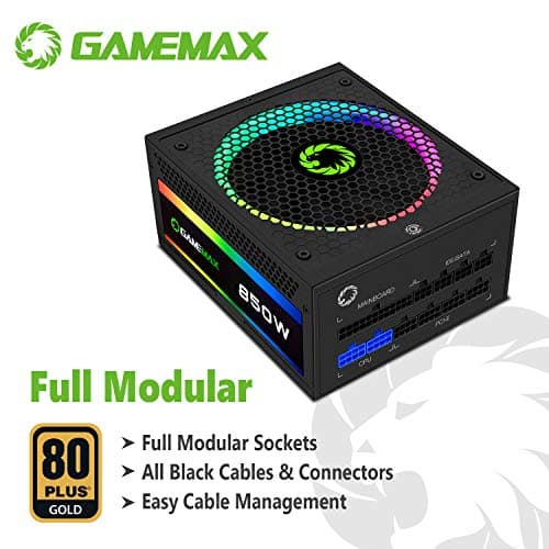 GameMax RGB Rainbow 850 W 80+ Gold Certified Fully Modular ATX Power Supply image