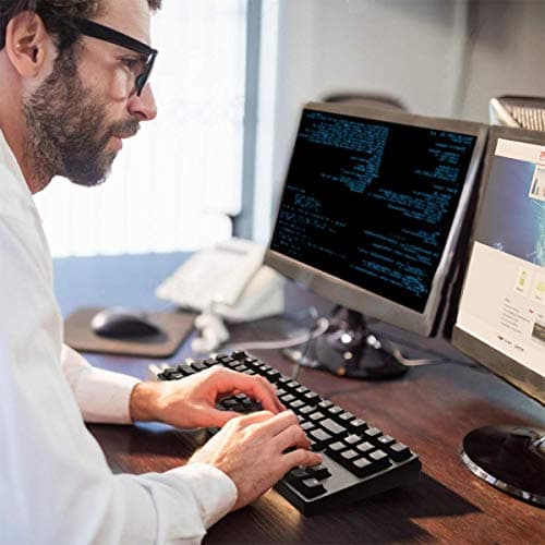 VELOCIFIRE TKL02 Mechanical Keyboard TKL 87 Key Tenkeyless Ergonomic with Quiet Brown Switches, and White LED Backlit for Copywriters, Typists and Programmers image