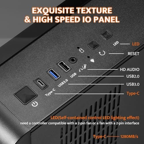 darkFlash L280 ATX Mid Tower Black with Tempered Glass Side Panel and Front USB 3.2 Gen 1 Type-A, USB 2.0 Type-A image