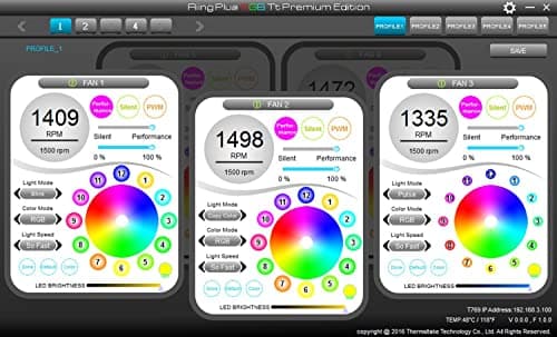 Thermaltake Riing Plus TT 120mm Black Addressable RGB PWM 48.34 CFM 5-Pack image