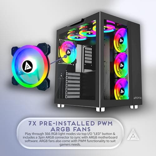 Apevia Prism Elite ATX Mid Tower Black Tempered Glass Side Panel image