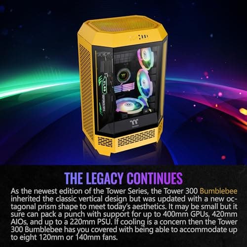 Thermaltake The Tower 300 MicroATX Mini Tower Tempered Glass Side Panel - Bumblebee image