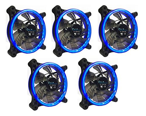 APEVIA 120mm Blue LED Case Fan w/ Anti-Vibration Rubber Pads (5-pk) image
