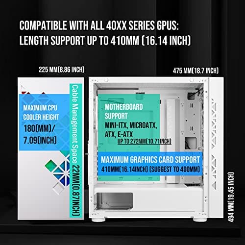 BitFenix Tracery ATX Mid Tower White with Tempered Glass Side Panel and USB 3.2 Gen 2 Type-C USB 3.2 Gen 1 Type-A image