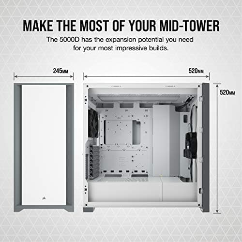 5000D Tempered Glass Mid-Tower ATX PC Case — White image