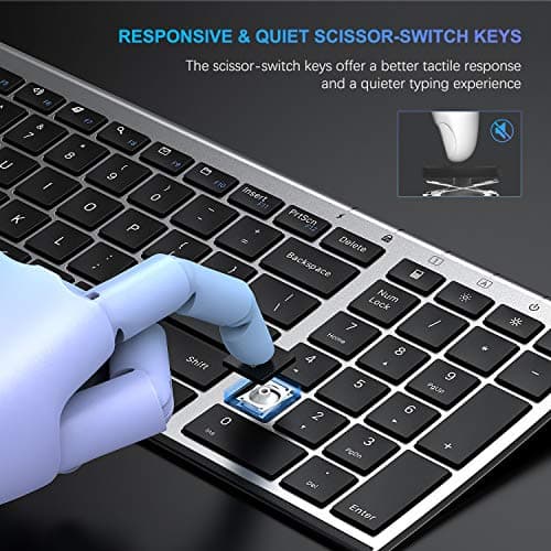 Rechargeable Wireless Keyboard Mouse Combo, Jelly Comb 2.4GHz Ultra Slim Compact Full Size Wireless Keyboard Mouse for Laptop, PC, Desktop Computer, Windows OS image