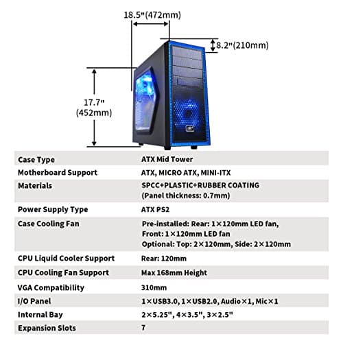Deepcool Tesseract Mid-Tower Case (Black / Blue, Window) image