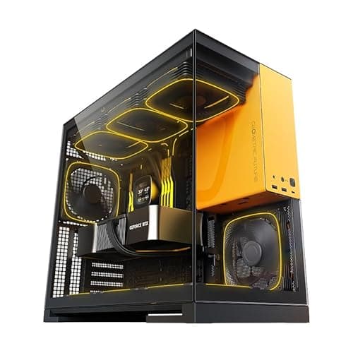 Geometric Future Model 5 ATX Mid Tower Black/Yellow Fanless, Tempered Glass Side Panel main image