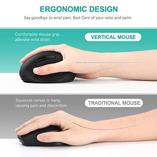 Ergonomic Wireless Mouse, Jelly Comb Rechargeable 2.4GHz Wireless Ergonomic Vertical Mouse Optical Mice with Adjustable DPI 1000/1600/2400 - MV09F image