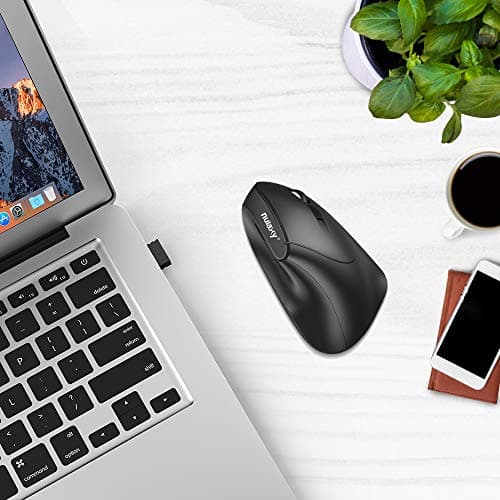 Nulaxy 2.4G Wireless Vertical Ergonomic Mouse, 800 / 1200 /1600 DPI, 6 Buttons for Computer, Laptop, PC, Desktop, Macbook - Black image