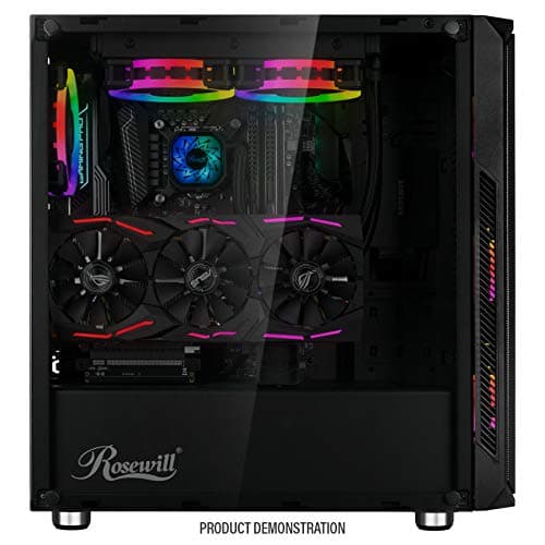 Rosewill SPECTRA D100 ATX Mid Tower Black with Tempered Glass Side Panel and USB 3.2 Gen 1 Type-A, USB 2.0 Type-A image