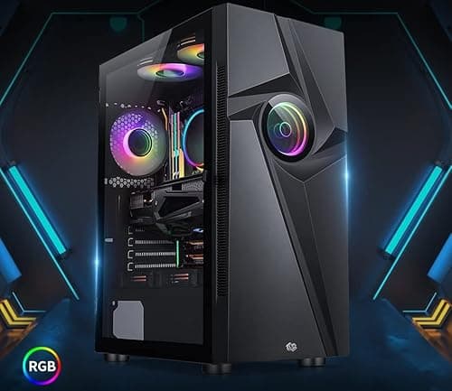 BGears b-Vortex-RGB ATX Mid Tower Black with Tempered Glass Side Panel and USB 3.2 Gen 1 Type-A, USB 2.0 Type-A Front Panel image