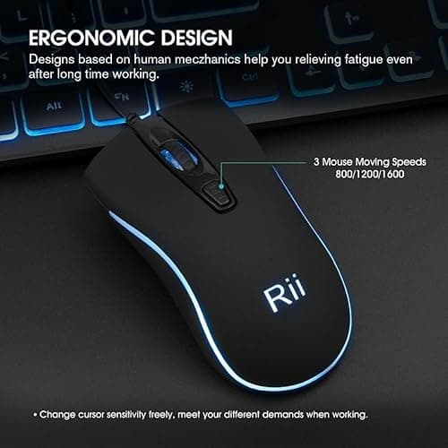 Rii RK105 RGB Wired Gaming Keyboard With Optical Mouse image