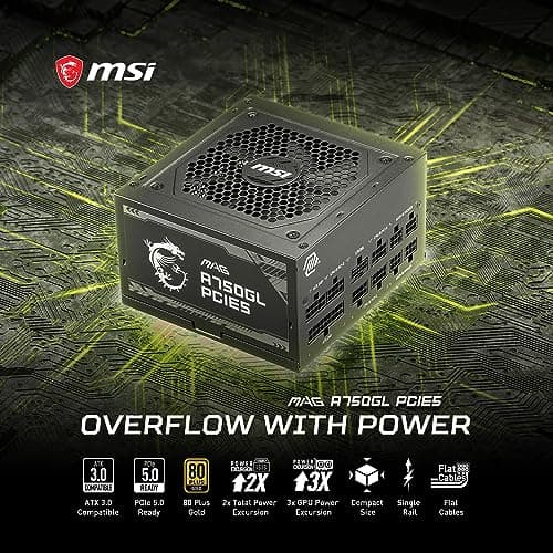 MSI MAG A750GL PCIE5 Black 750W Fully Modular 80+ Gold Certified image