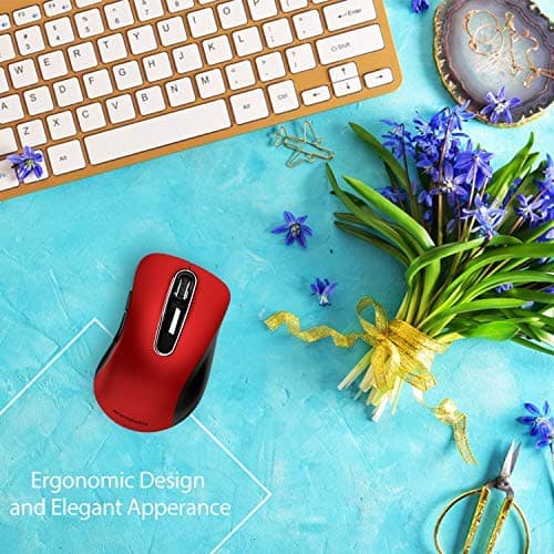 Memzuoix 2.4G Wireless Mouse, Portable Mobile Optical Mouse with USB Receiver, 1,000 DPI Ergonomic Cordless Mouse, 5 Buttons for Notebook, PC, Laptop, Computer and MacBook image