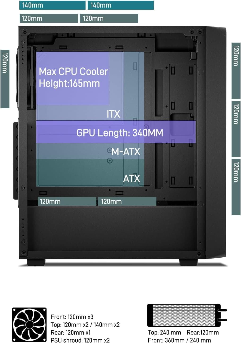 DARKROCK EC2 ATX Mid Tower Black with Tempered Glass Side Panel and USB 3.2 Gen 2 Type-C / USB 3.2 Gen 1 Type-A image