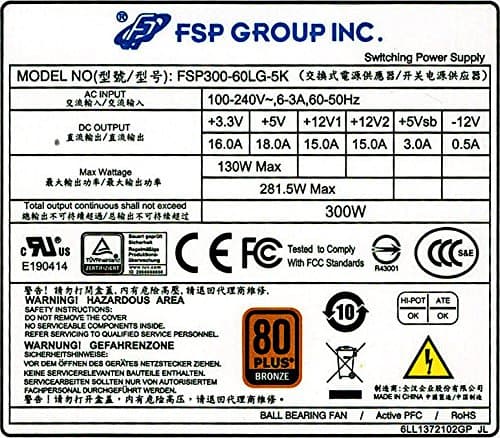 FSP Group FSP300-60LG-5K Silver Flex ATX 300W Non-Modular 80+ Bronze image