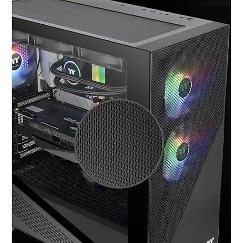 Thermaltake Divider 370 ATX Mid Tower Black Tempered Glass Side Panel ARGB image