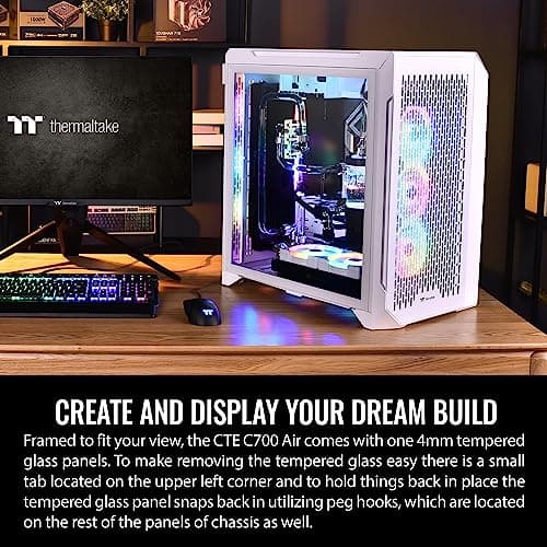 Thermaltake CTE C700 Air ATX Mid Tower White with Tempered Glass Side Panel and USB 3.2 Gen 2 Type-C, USB 3.2 Gen 1 Type-A image