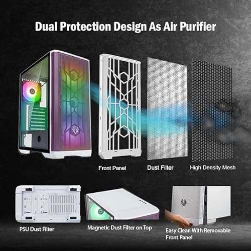 BitFenix Nova Mesh SE ATX Mid Tower White / Purple with Tempered Glass Side Panel and USB 3.2 Gen 1 Type-A image