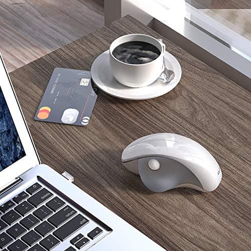 Bluetooth Mouse, Jelly Comb Rechargeable 2.4GHz Bluetooth Ergonomic Wireless Mouse (BT4.0+BT4.0+2.4G) Switch to 3 Devices for Mac OS MacBook Air Windows PC Android Tablet-(White and Silver) image