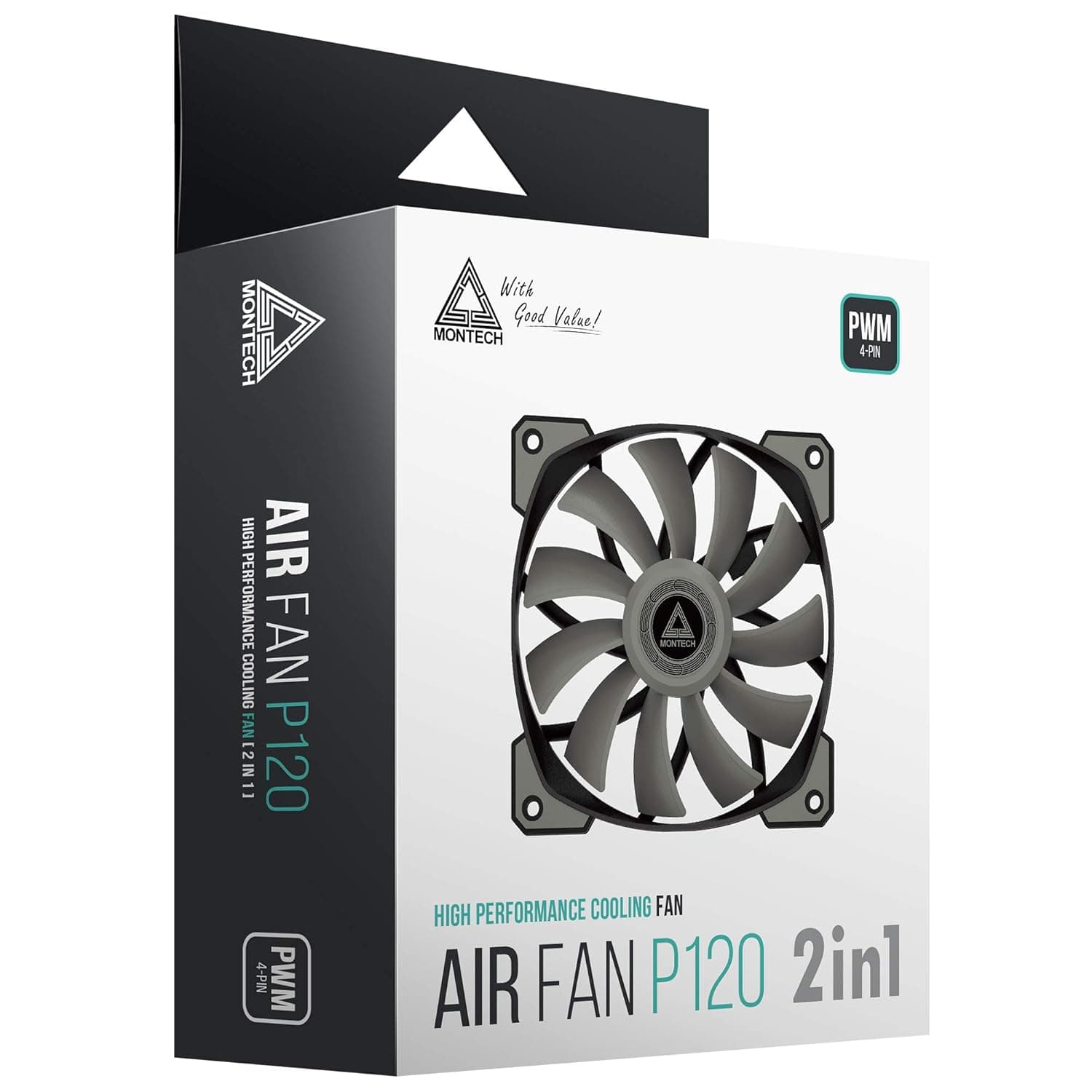 Montech AIR FAN P120 73 CFM 120mm Gray / Black PWM 2-Pack image