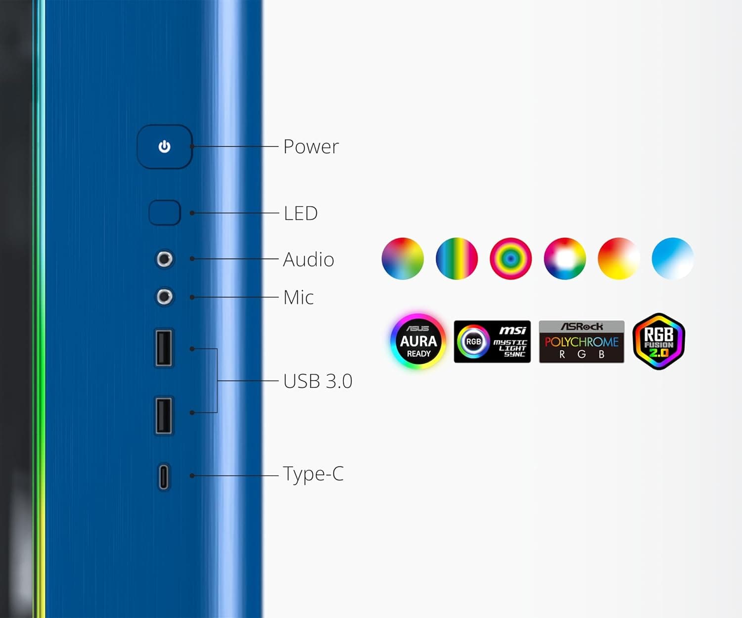 Montech KING 95 PRO ATX Mid Tower Blue / Black with Tempered Glass Side Panel and USB 3.2 Gen 2 Type-C USB 3.2 Gen 1 Type-A image
