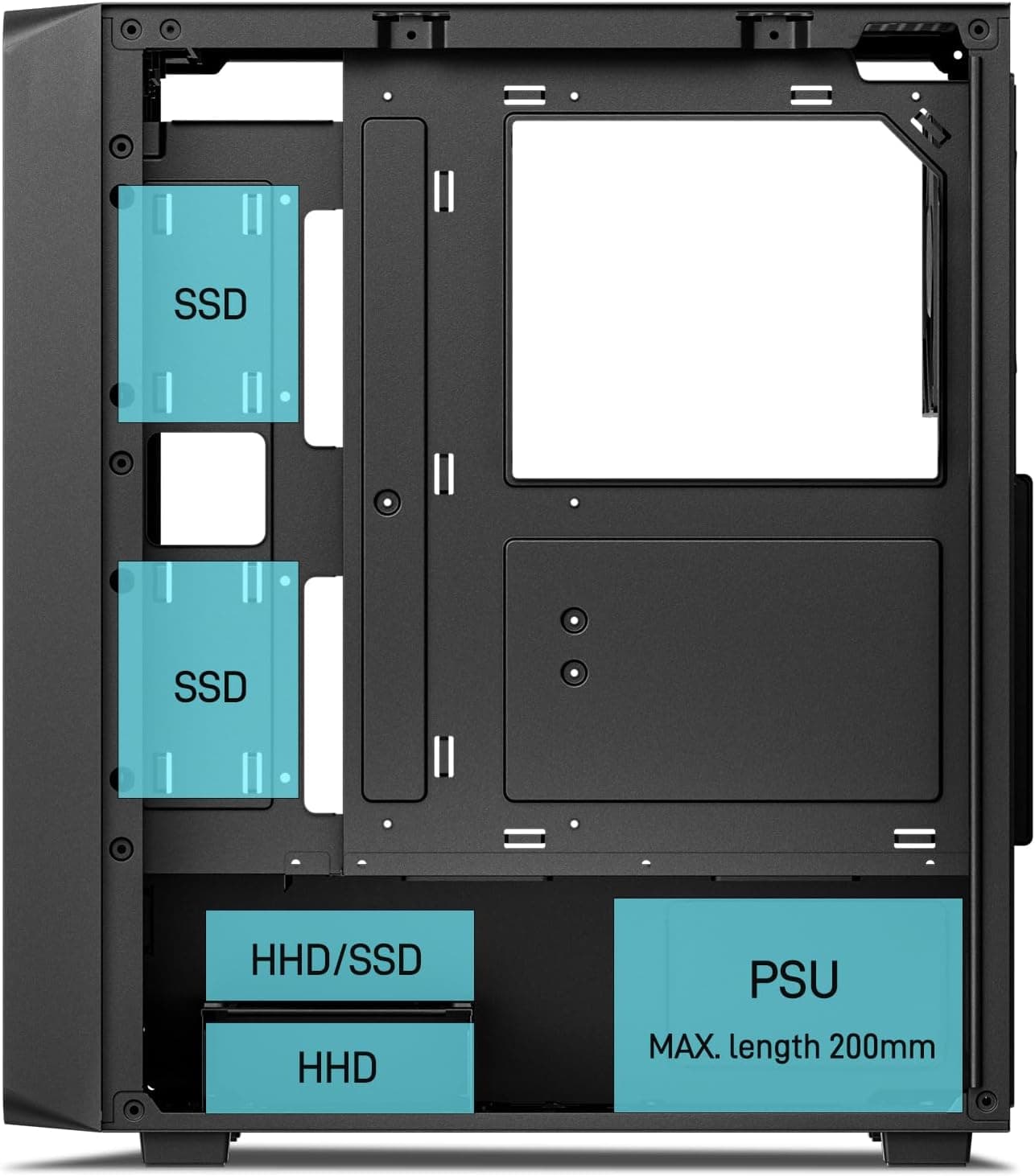 DARKROCK EC2 ATX Mid Tower Black with Tempered Glass Side Panel and USB 3.2 Gen 2 Type-C / USB 3.2 Gen 1 Type-A image