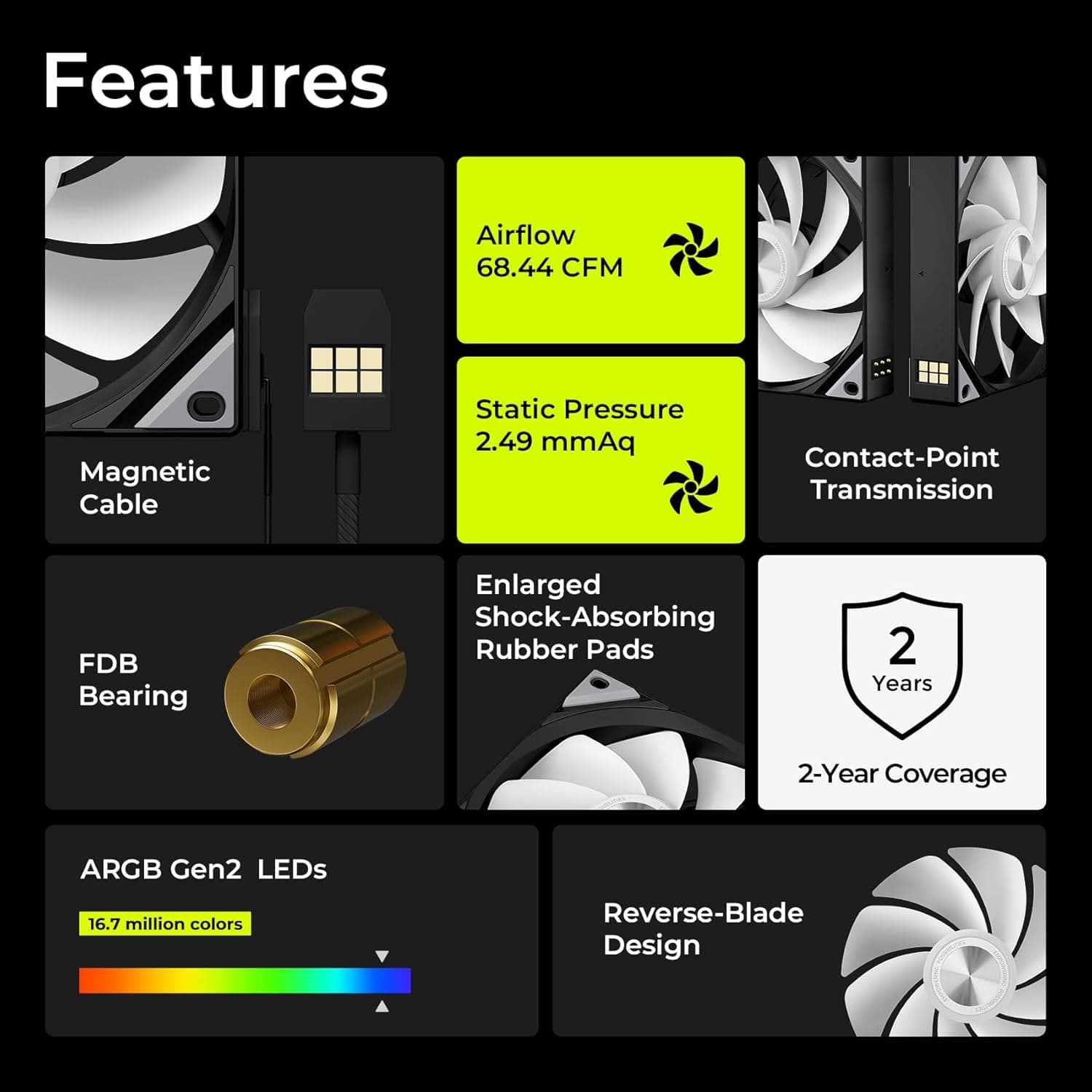 TRYX ROTA SL 120mm Black Reverse Addressable RGB image