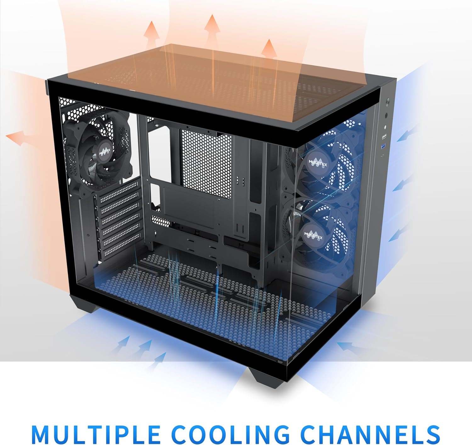 MUSETEX Y6 ATX Mid Tower Black with Tempered Glass Side Panel image