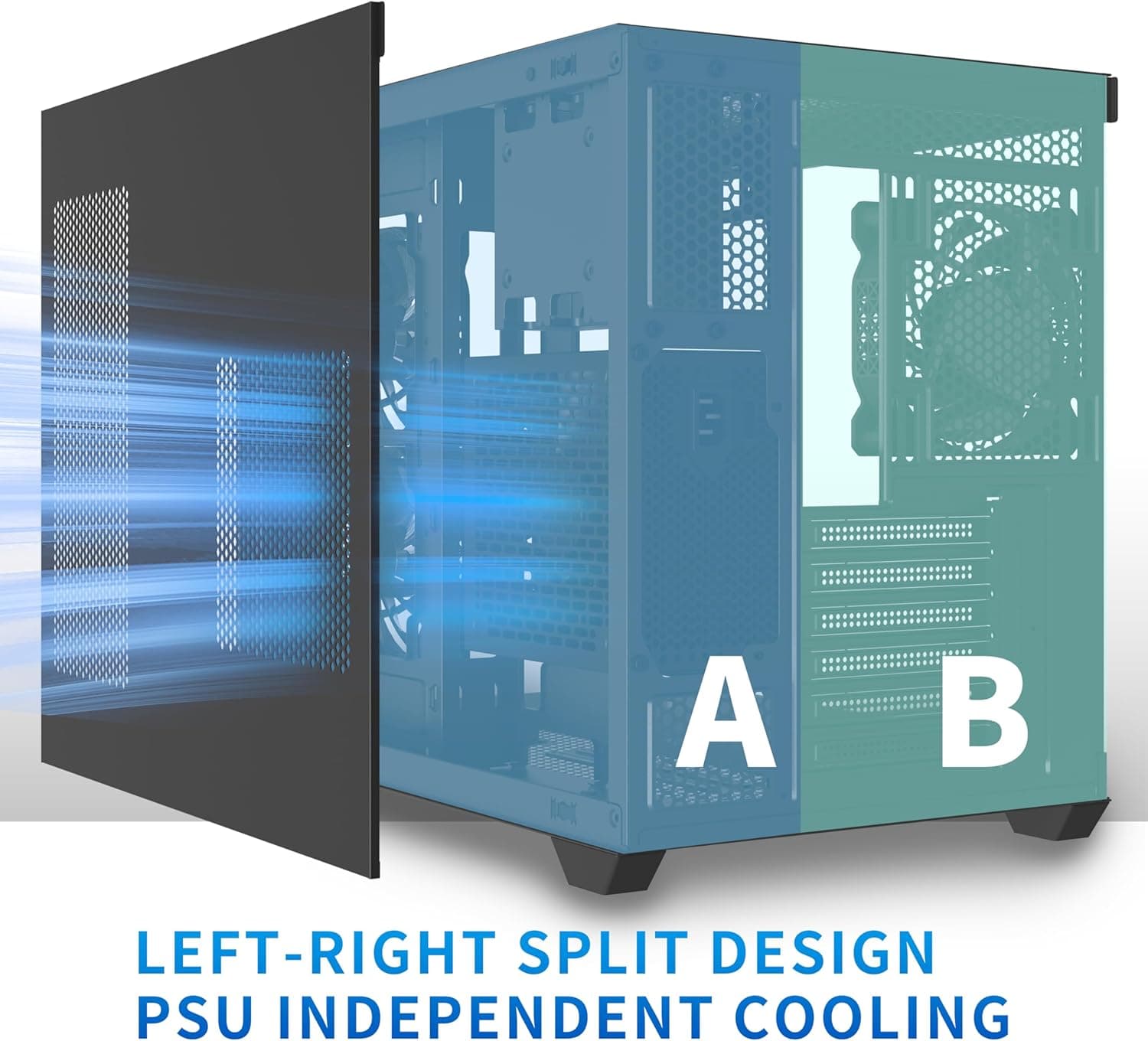 MUSETEX Y6 ATX Mid Tower Black with Tempered Glass Side Panel image