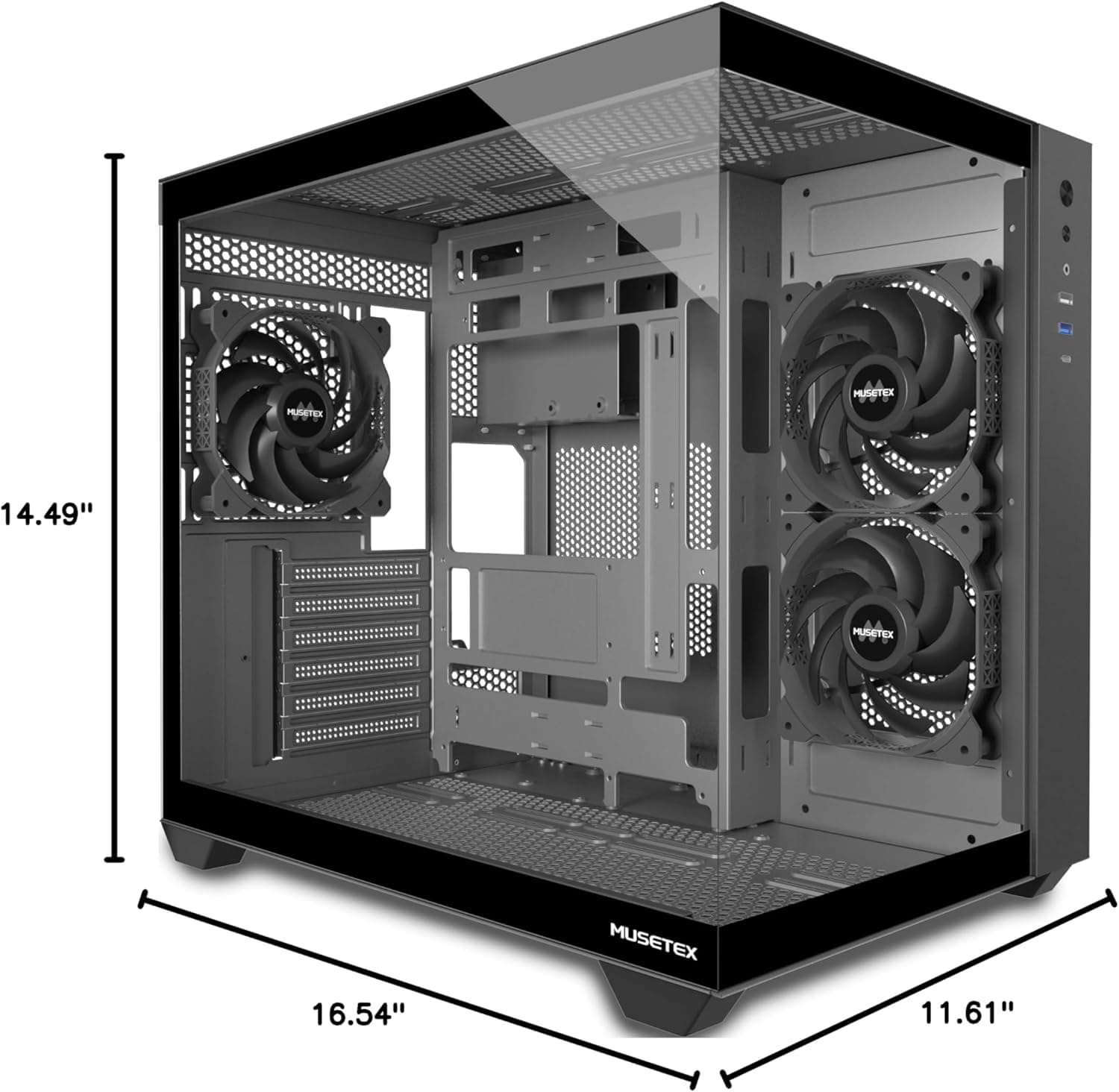 MUSETEX Y6 ATX Mid Tower Black with Tempered Glass Side Panel image