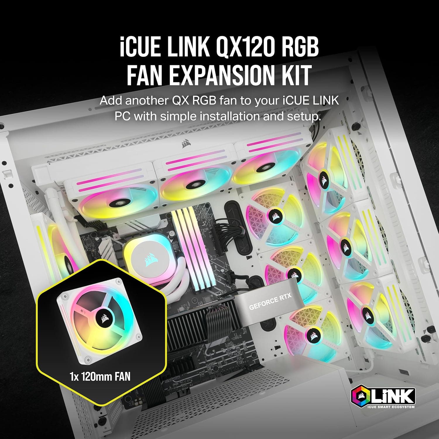 Corsair iCUE LINK QX120 RGB 120mm RGB PWM White image