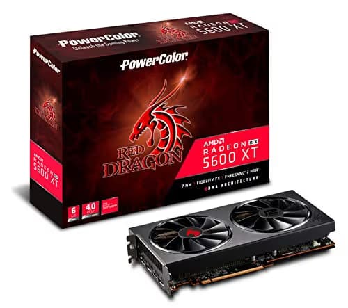 PowerColor RED DRAGON Radeon RX 5600 XT 6GB GDDR6 PCI Express 4.0 CrossFireX Support ATX Video Card AXRX 5600XT 6GBD6-3DHR/OC image