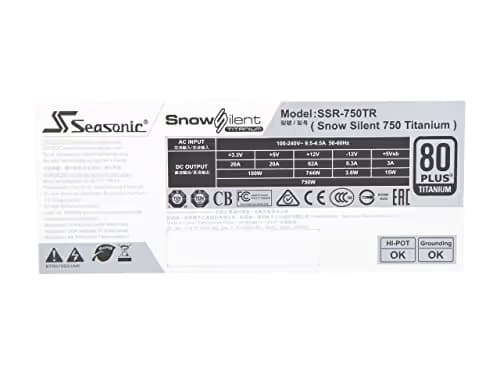 SeaSonic Electronics Prime Snow Silent 750 Titanium SSR-750TR 750W 80+ Titanium ATX12V & EPS12V Full Modular 135mm FDB Fan Power On Self Tester 12 Year Warranty Power Supply Color White image