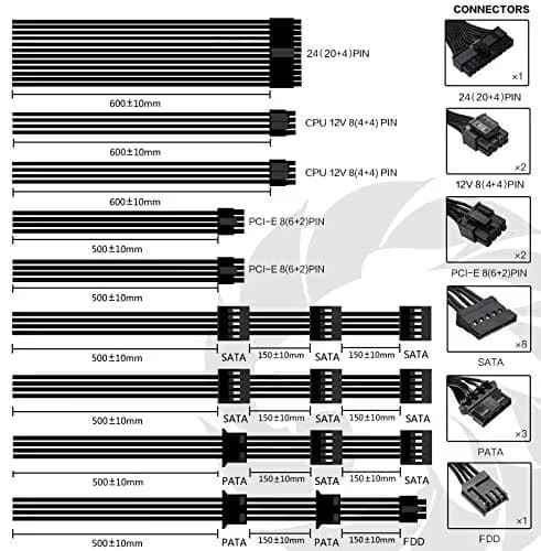 GAMEMAX 750W RGB Power Supply, 80 Plus Gold, Fully Modular, RGB-750 image