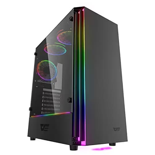darkFlash J11 Black ATX Mid-Tower Desktop Computer Gaming Case USB 3.0 Ports Tempered Glass Windows with 1pcs 120mm LED MR12 RGB Fan Pre-Installed main image