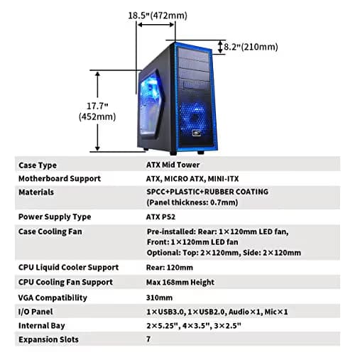 Deepcool Tesseract Mid-Tower Case (Black / Blue, Window) image