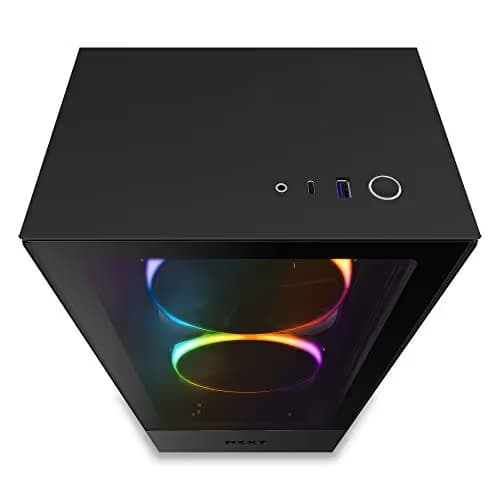 NZXT H510 Elite - CA-H510E-B1 - Premium Mid-Tower ATX Case PC Gaming Case - Dual-Tempered Glass Panel - Front I/O USB Type-C Port - Vertical GPU Mount - Integrated RGB Lighting - Black image